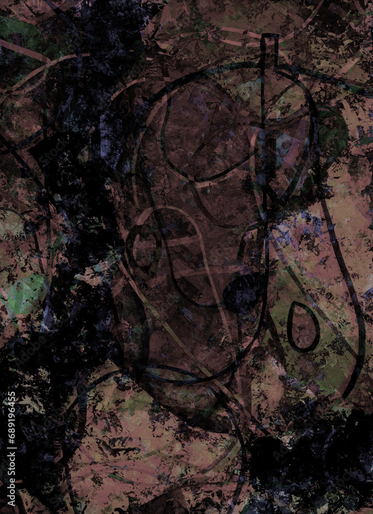 Naklejka premium Neon abstract colorful background with grunge brush strokes and paint splashes