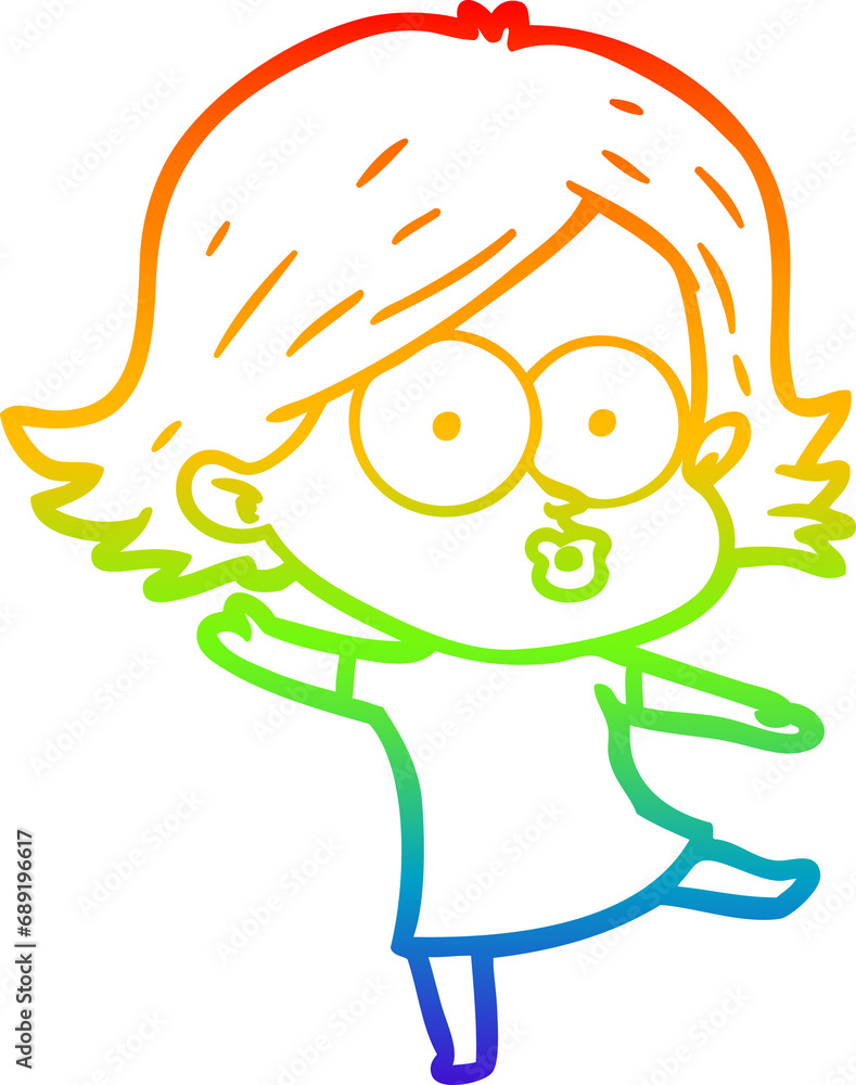rainbow gradient line drawing of a cartoon girl pouting rainbow gradient line drawing of a cartoon girl pouting