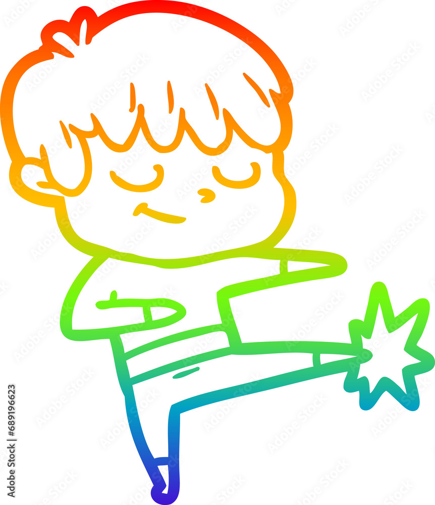 rainbow gradient line drawing of a cartoon happy boy rainbow gradient line drawing of a cartoon happy boy