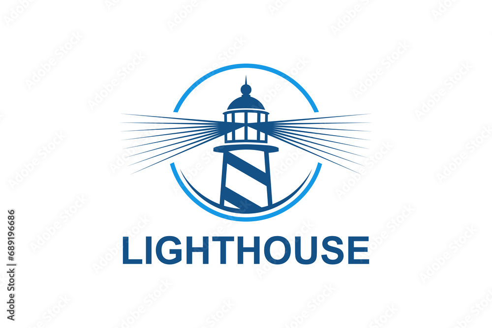 Lighthouse emblem logo with circle badge shape