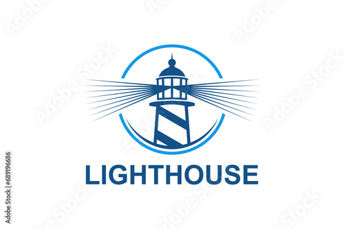 Lighthouse emblem logo with circle badge shape