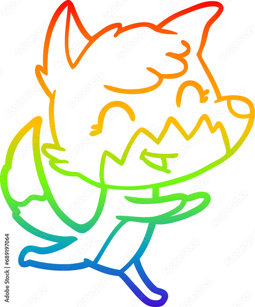 rainbow gradient line drawing of a happy cartoon fox rainbow gradient line drawing of a happy cartoon fox