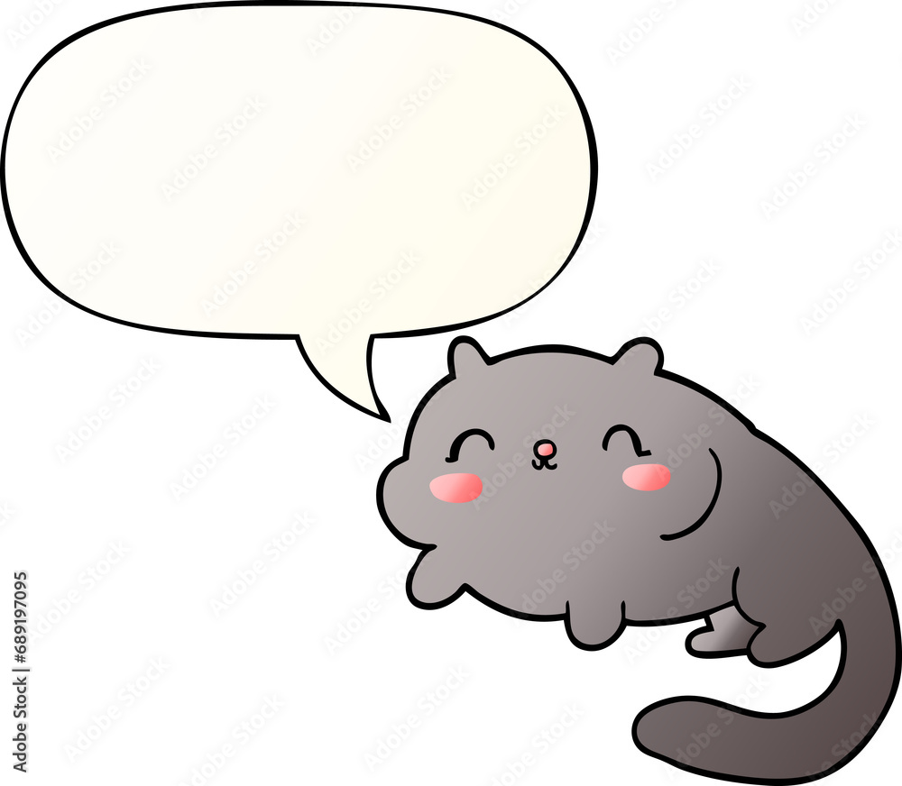 cartoon cat with speech bubble in smooth gradient style cartoon cat with speech bubble in smooth gradient style