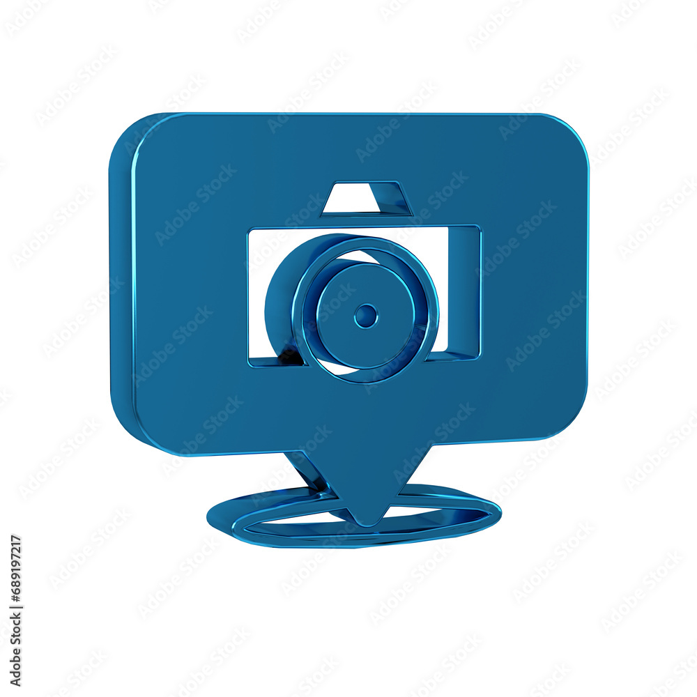 Blue Photo camera icon isolated on transparent background. Foto camera. Digital photography.