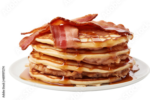 Irresistible Maple Bacon Pancake Feast isolated on transparent background