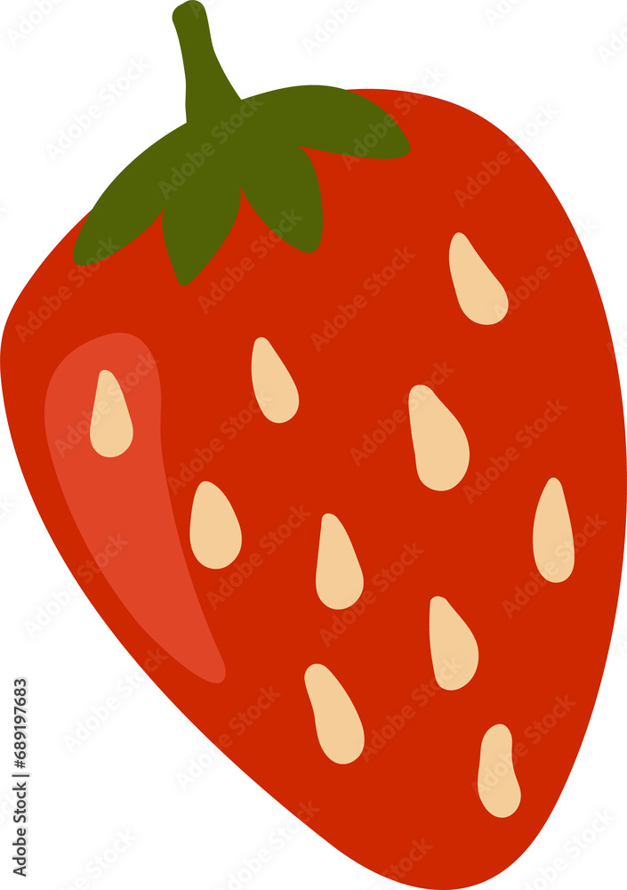 Obraz premium Cute hand drawn strawberry. Vegan