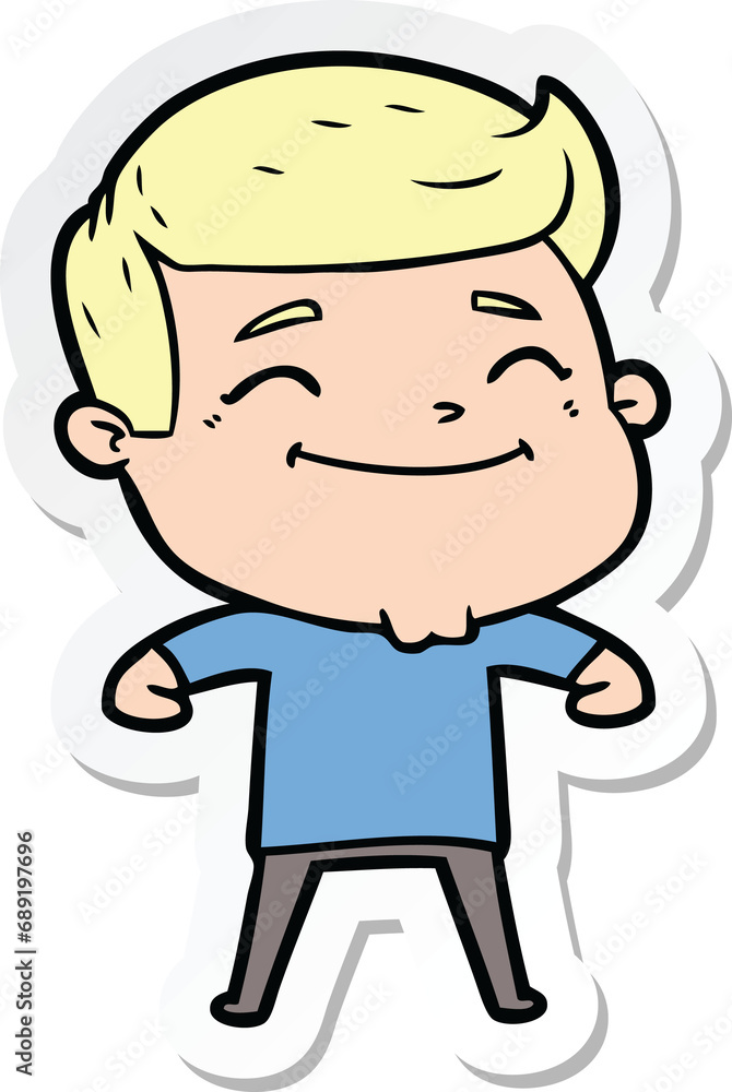 sticker of a happy cartoon man sticker of a happy cartoon man