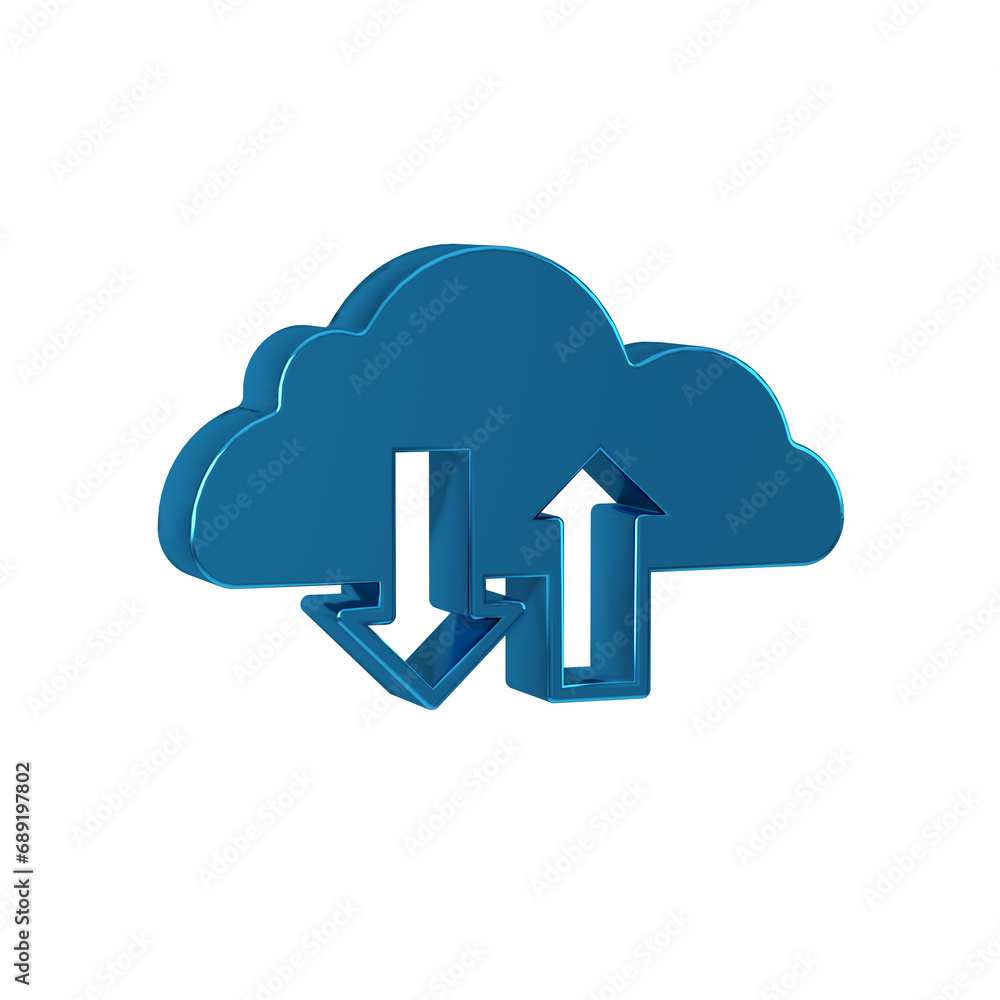 Blue Cloud download and upload icon isolated on transparent background. Blue Cloud download and upload icon isolated on transparent background.