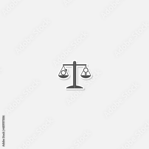 Gender equality scale icon sticker isolated on gray background