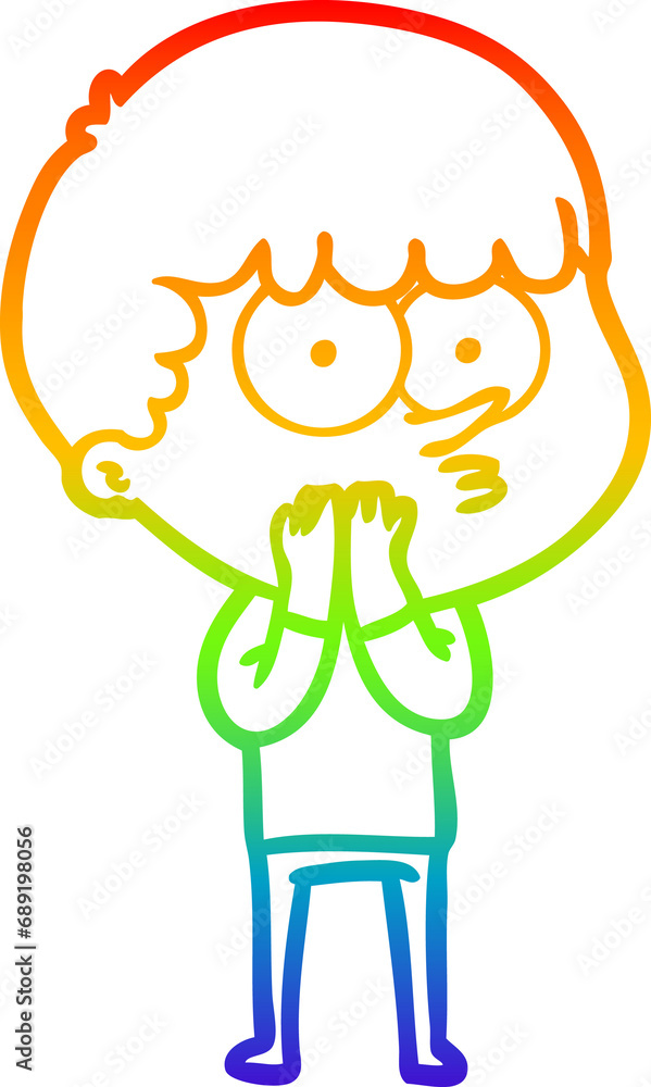rainbow gradient line drawing of a cartoon curious boy rainbow gradient line drawing of a cartoon curious boy