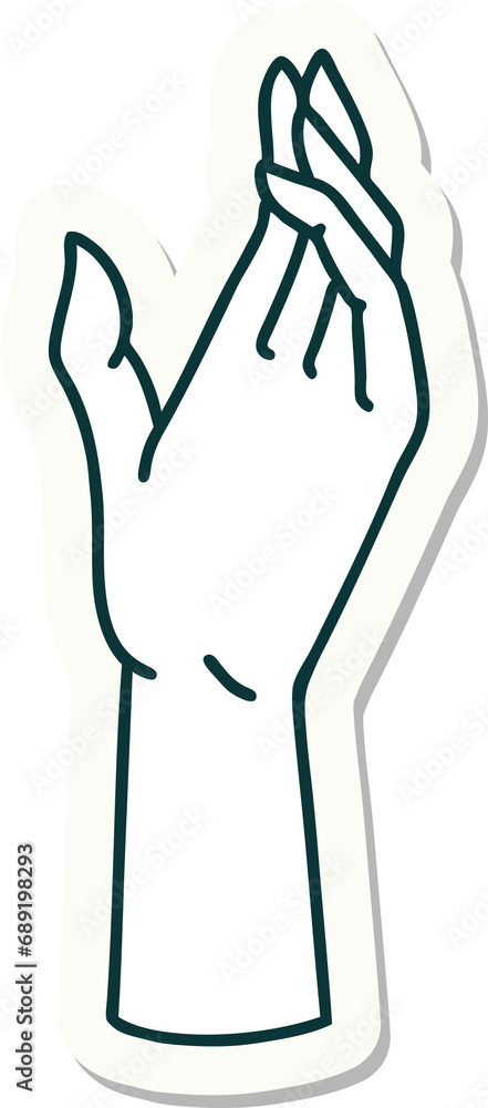 sticker of tattoo in traditional style of a hand sticker of tattoo in traditional style of a hand