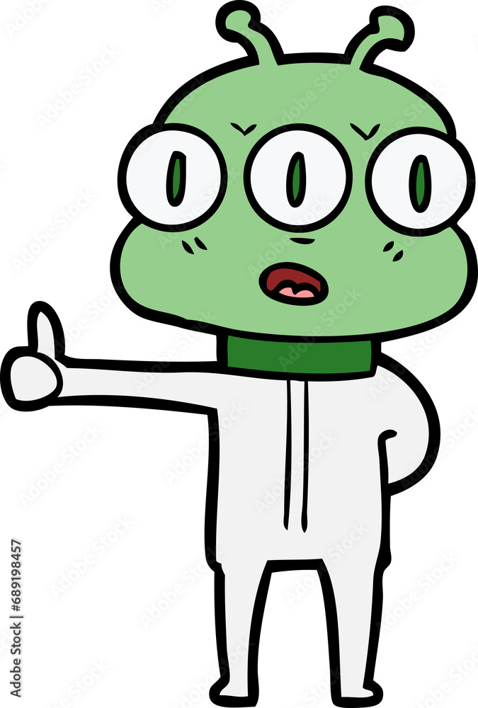 Obraz premium cartoon three eyed alien