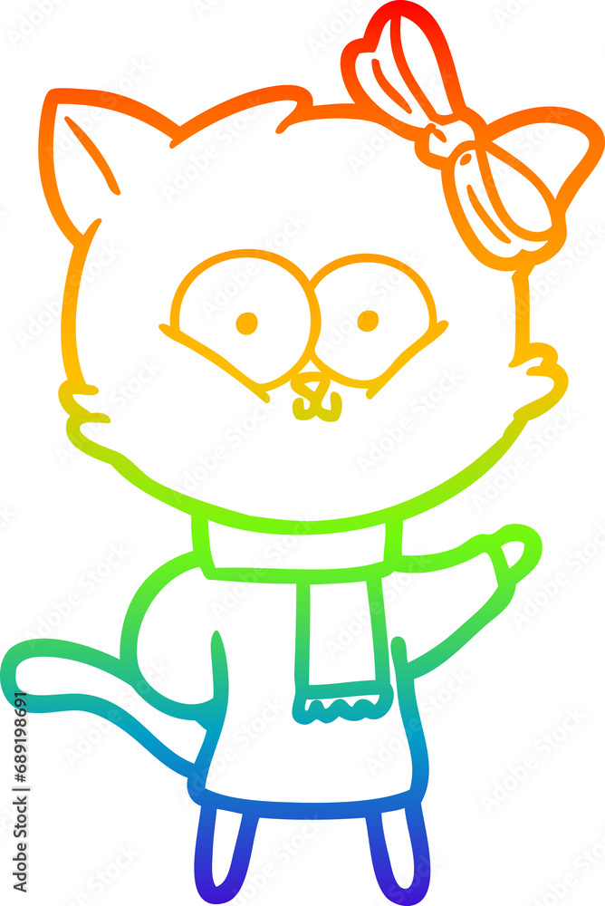rainbow gradient line drawing of a cartoon cat rainbow gradient line drawing of a cartoon cat