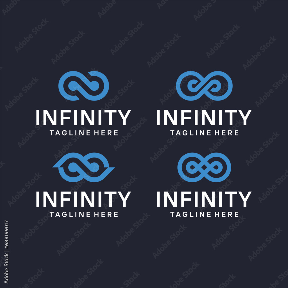 set bundle flat infinity logo design template set bundle flat infinity logo design template