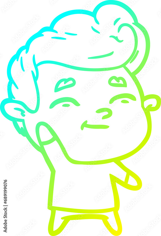 cold gradient line drawing of a happy cartoon man cold gradient line drawing of a happy cartoon man