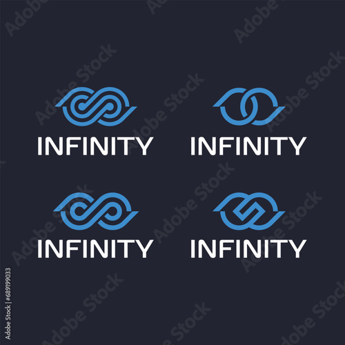 set bundle flat infinity logo design template
