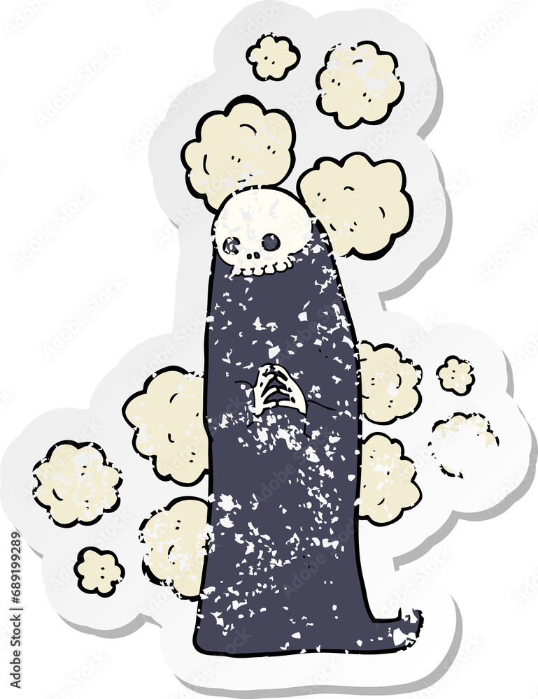 retro distressed sticker of a cartoon spooky ghoul retro distressed sticker of a cartoon spooky ghoul