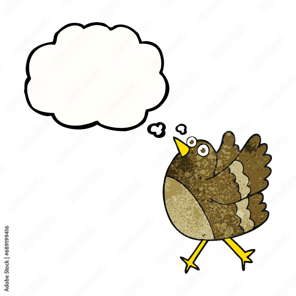 freehand drawn thought bubble textured cartoon happy bird freehand drawn thought bubble textured cartoon happy bird