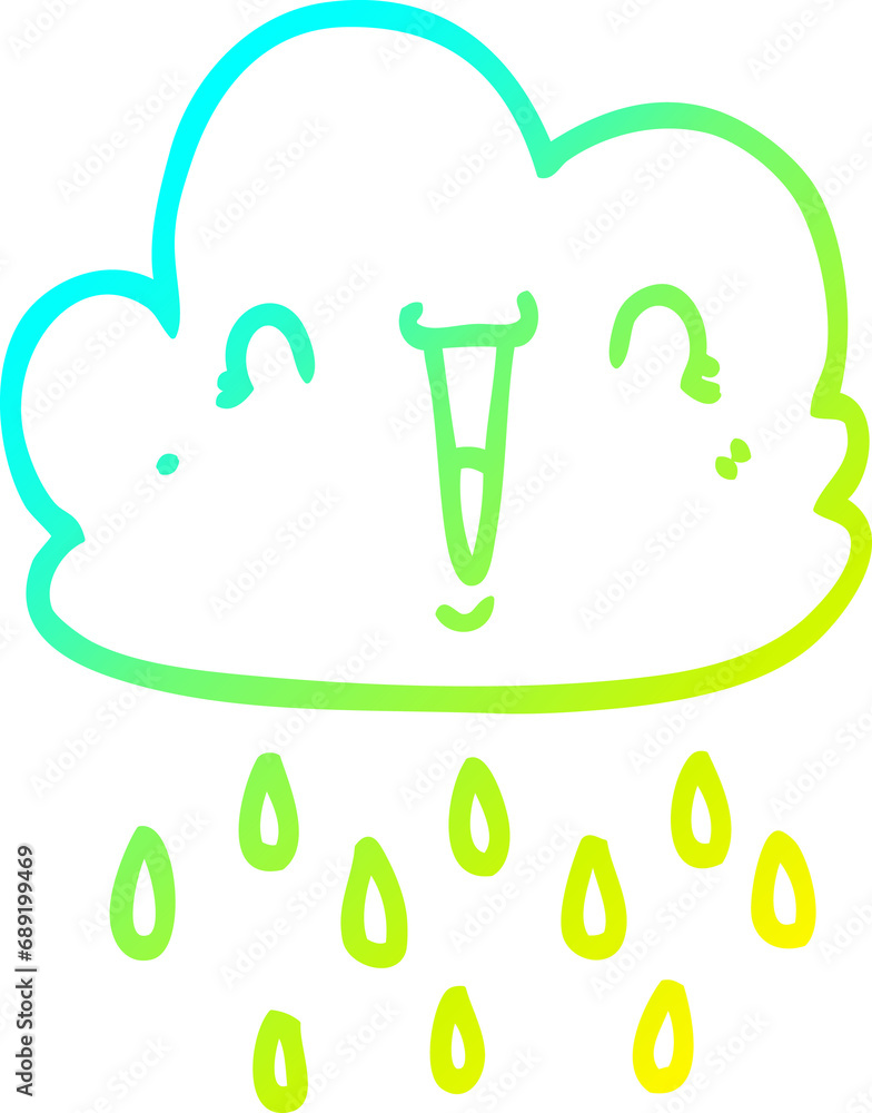 Fototapeta premium cold gradient line drawing of a cartoon storm cloud
