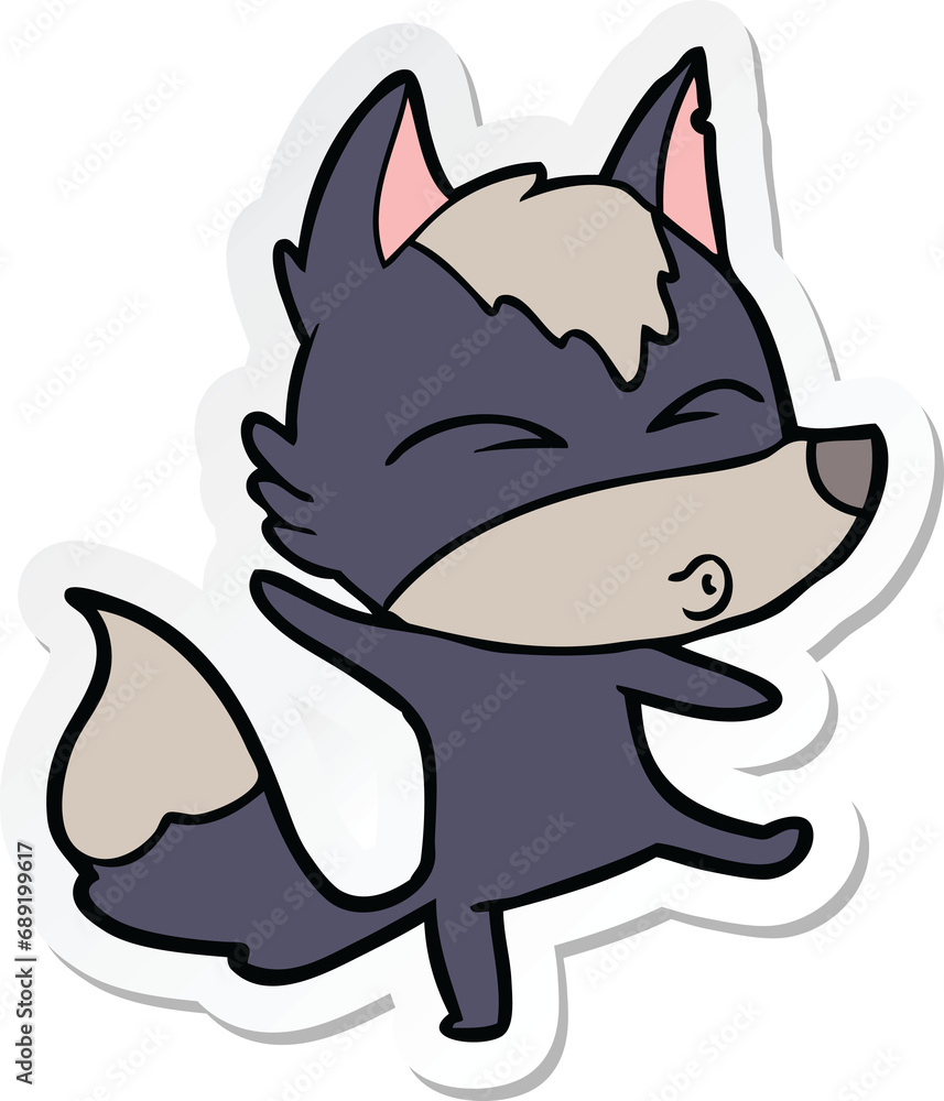 sticker of a cartoon wolf pouting sticker of a cartoon wolf pouting