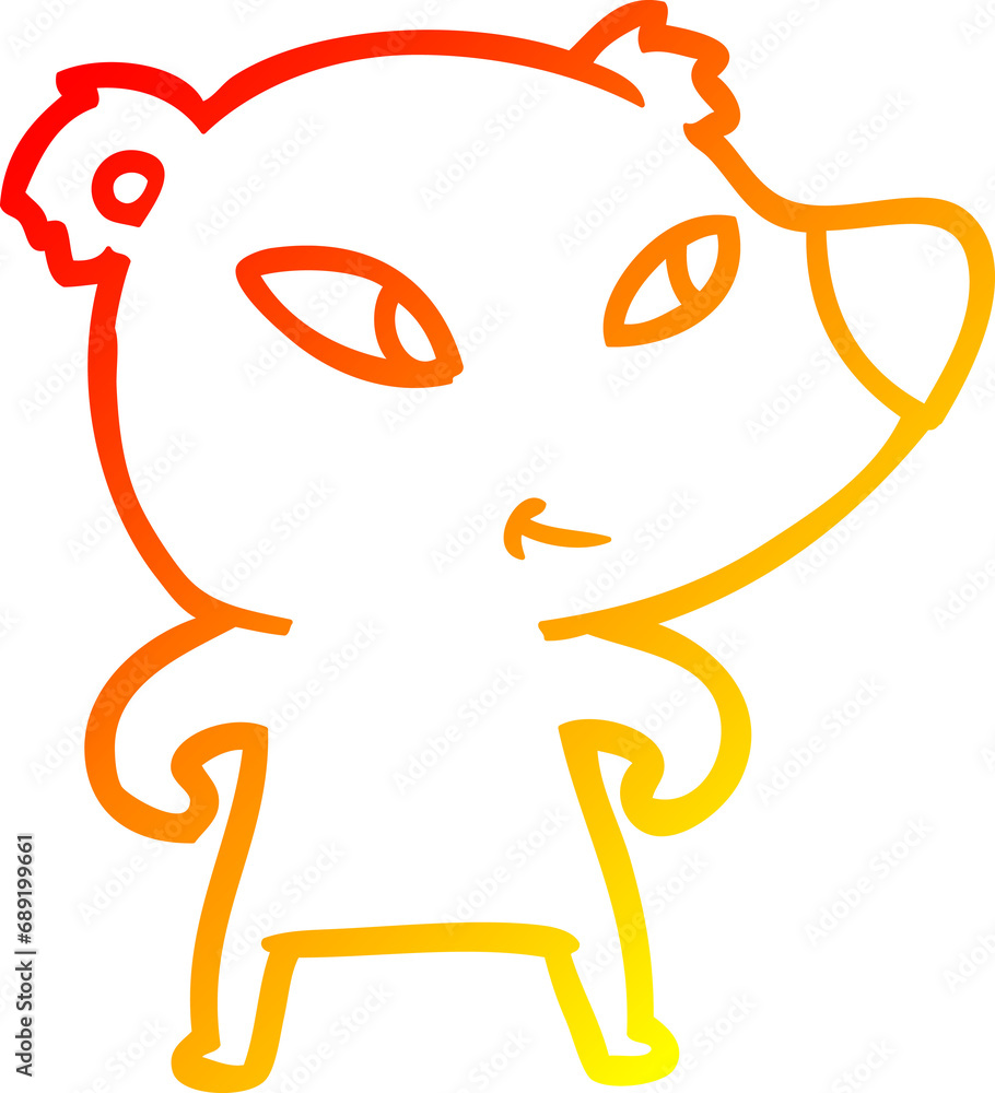 Obraz premium warm gradient line drawing of a cute cartoon bear