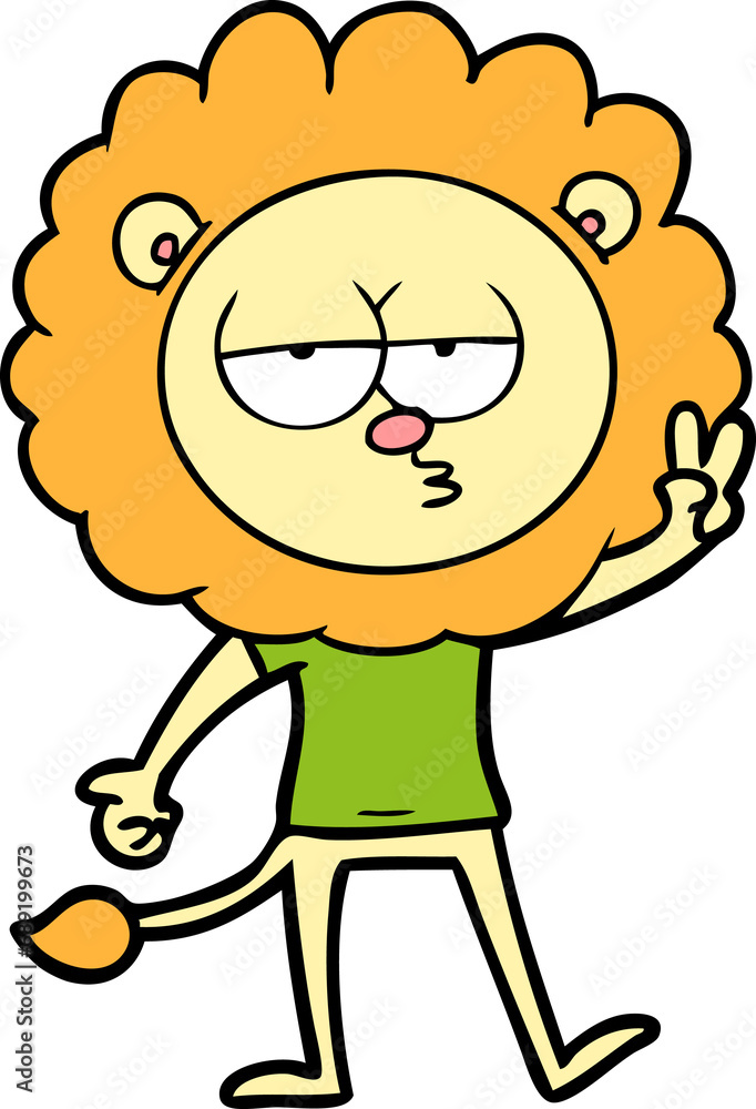 cartoon bored lion waving cartoon bored lion waving