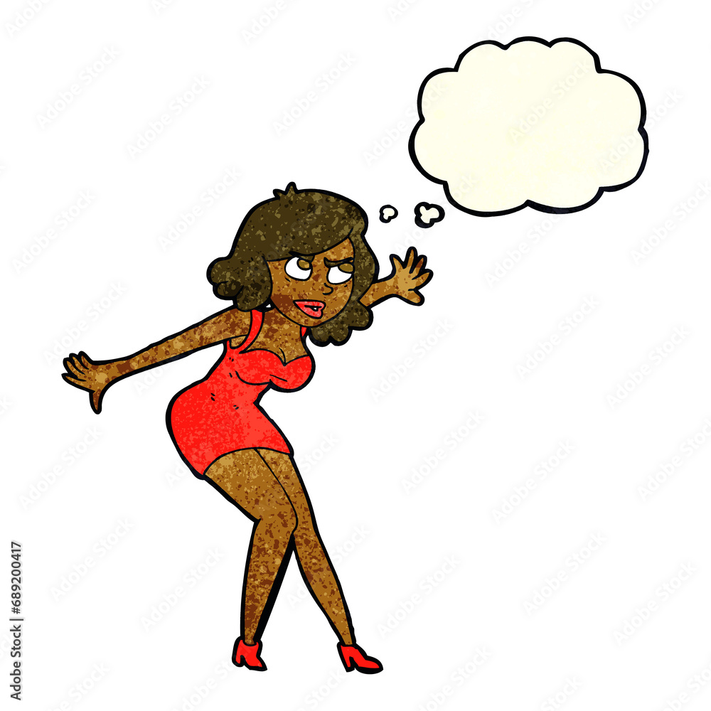 cartoon female spy with thought bubble cartoon female spy with thought bubble