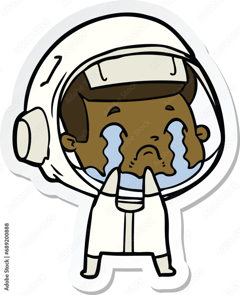 Fototapeta premium sticker of a cartoon crying astronaut