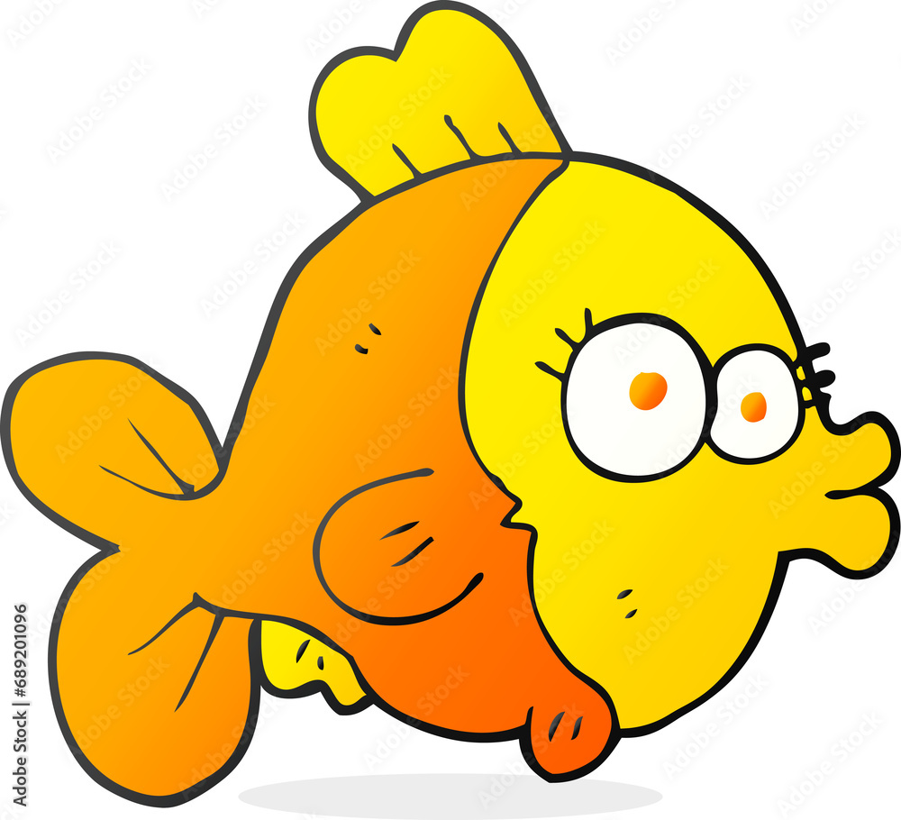funny freehand drawn cartoon fish