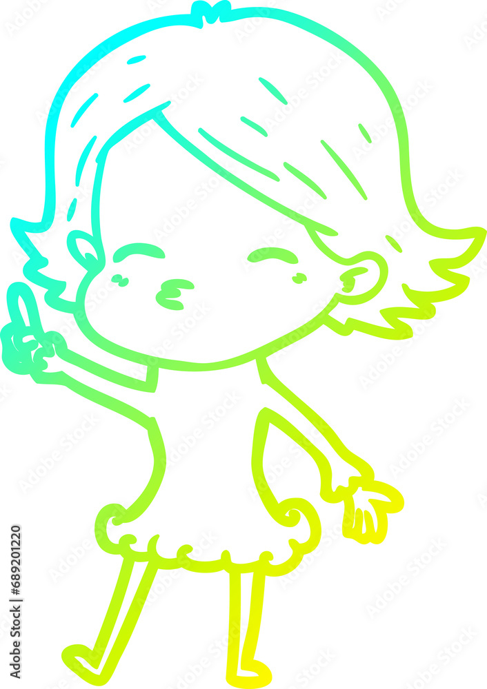 cold gradient line drawing of a cartoon woman with idea cold gradient line drawing of a cartoon woman with idea