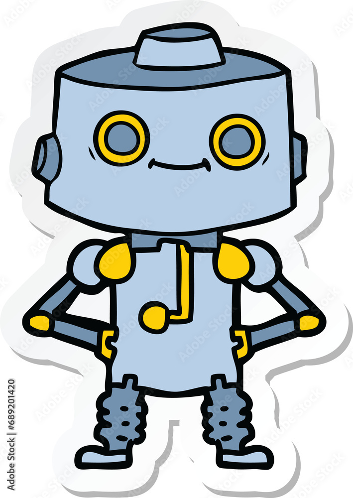 sticker of a cartoon robot sticker of a cartoon robot