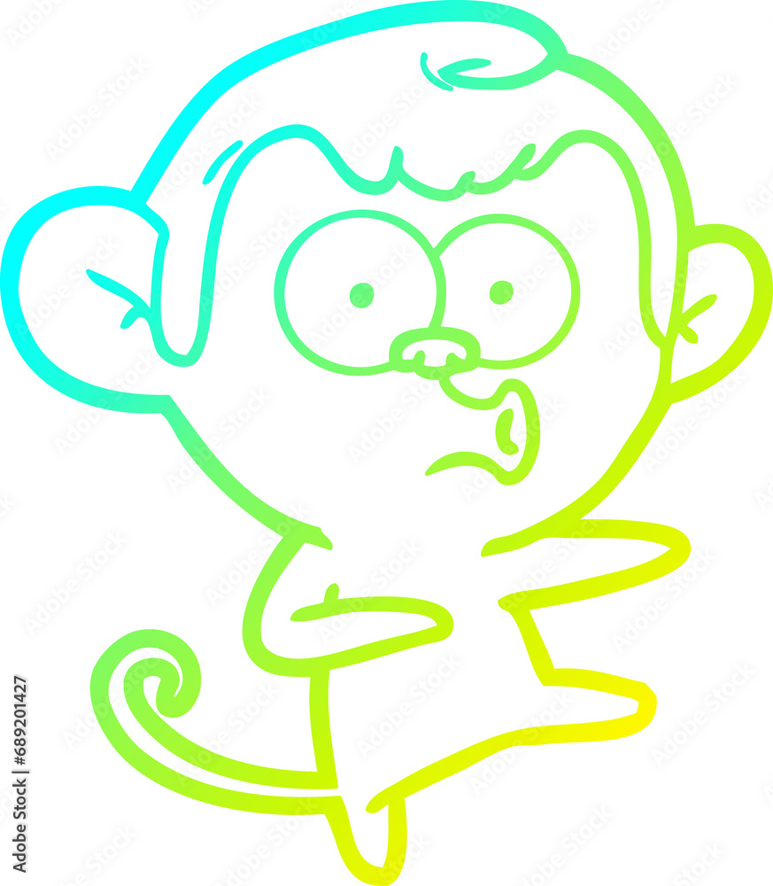 cold gradient line drawing of a cartoon dancing monkey cold gradient line drawing of a cartoon dancing monkey