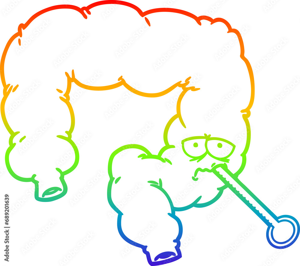 rainbow gradient line drawing of a cartoon unhealthy colon rainbow gradient line drawing of a cartoon unhealthy colon