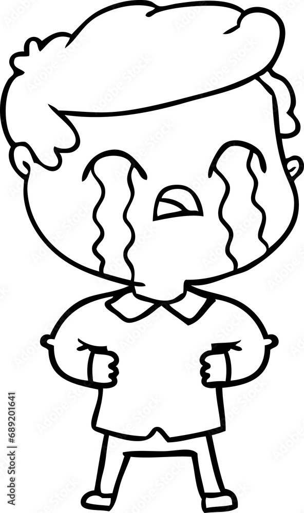 Obraz premium cartoon man crying
