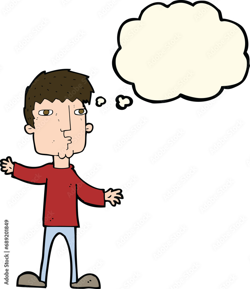 cartoon curious man with thought bubble cartoon curious man with thought bubble