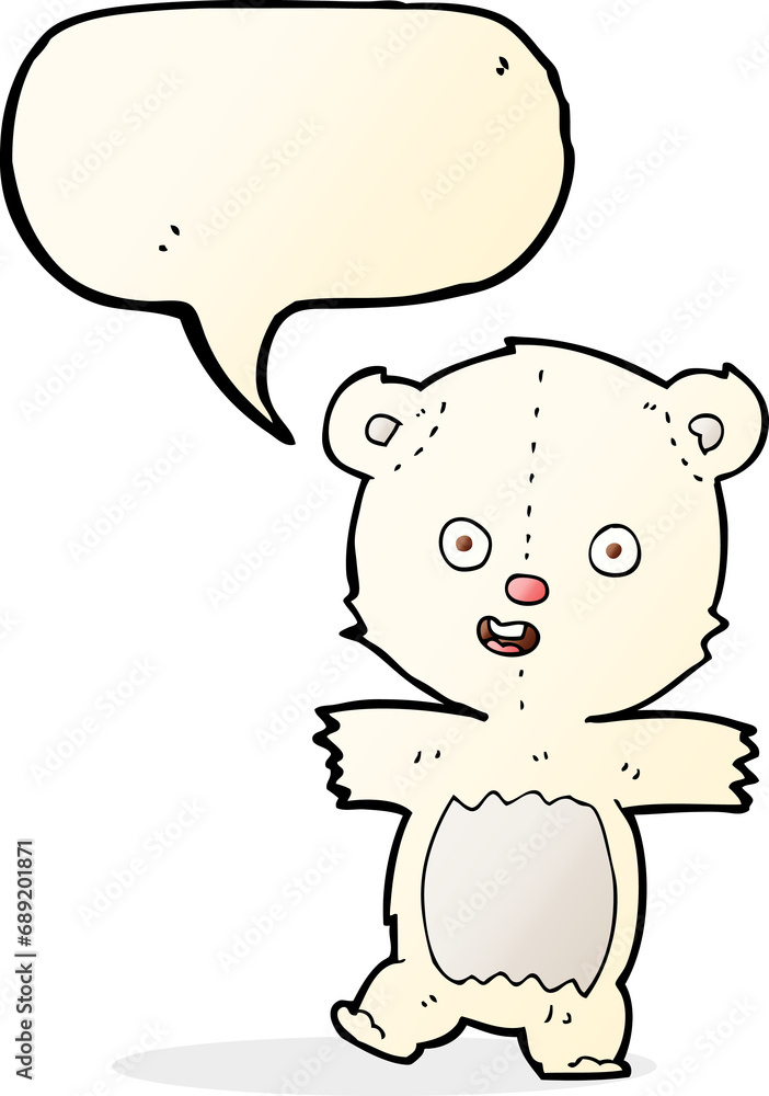 cartoon cute polar bear cub with speech bubble cartoon cute polar bear cub with speech bubble