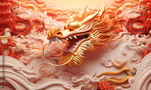 Abstract dragon as a symbol of the year 2024. Background