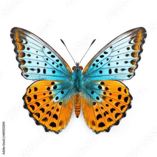 Bright Blue Butterfly Isolated on Clean White Background