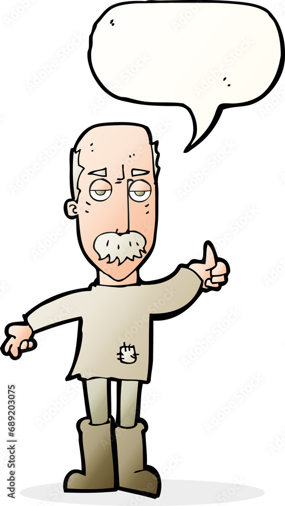 cartoon annoyed old man with speech bubble