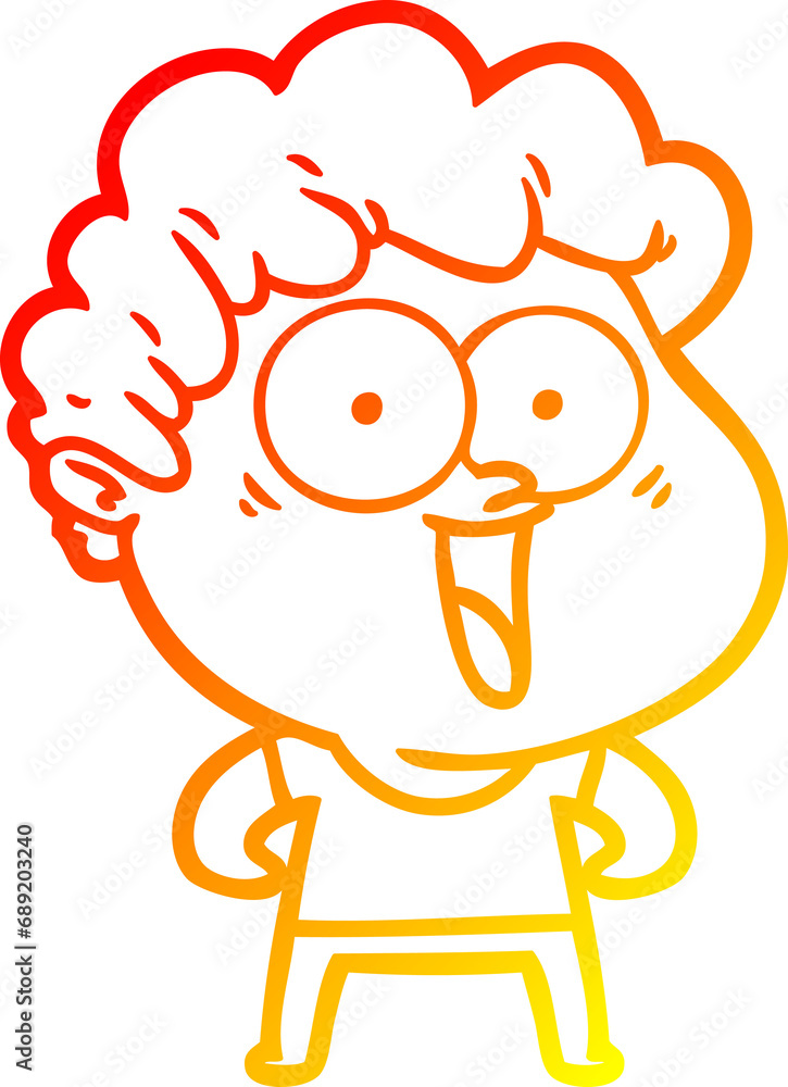 warm gradient line drawing of a cartoon happy man warm gradient line drawing of a cartoon happy man