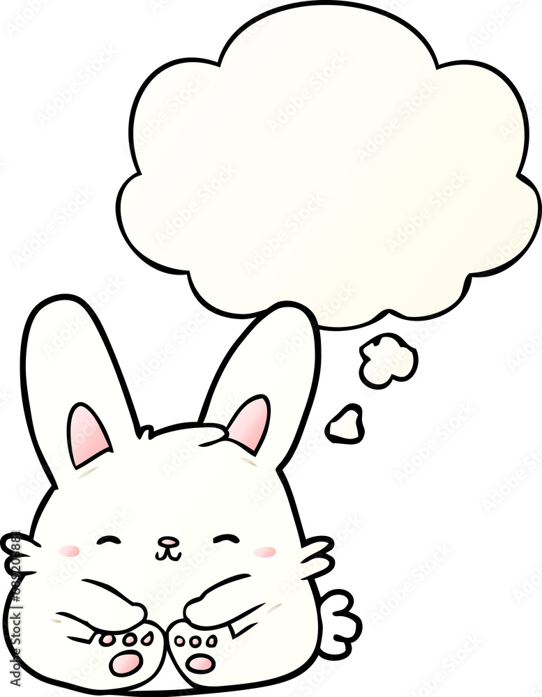 cartoon rabbit with thought bubble in smooth gradient style cartoon rabbit with thought bubble in smooth gradient style