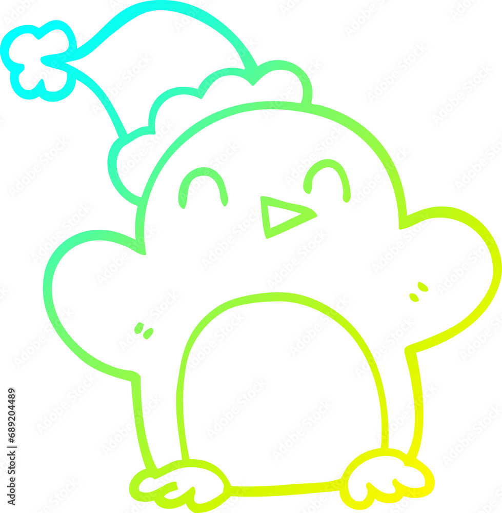cold gradient line drawing of a cartoon christmas penguin cold gradient line drawing of a cartoon christmas penguin