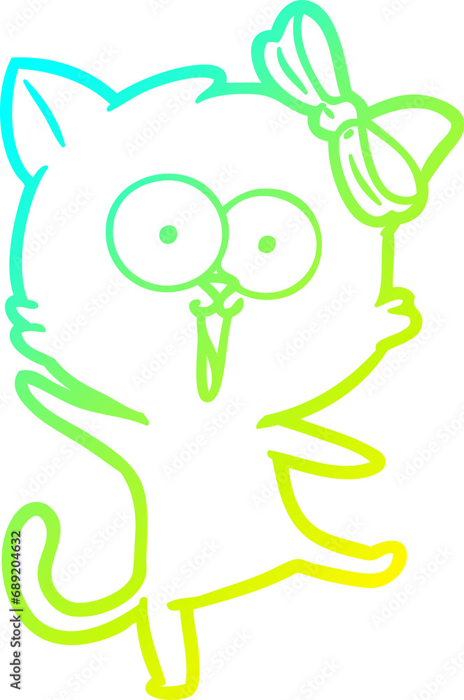 cold gradient line drawing of a cartoon cat cold gradient line drawing of a cartoon cat