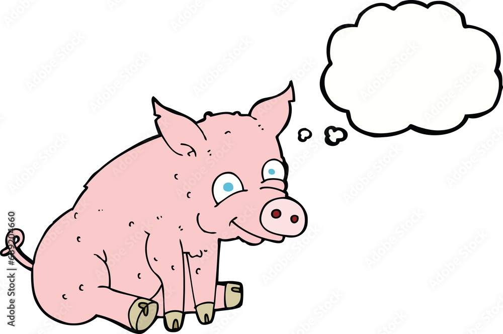 cartoon happy pig with thought bubble cartoon happy pig with thought bubble