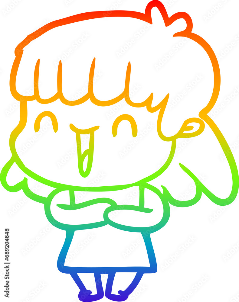 rainbow gradient line drawing of a cartoon woman rainbow gradient line drawing of a cartoon woman