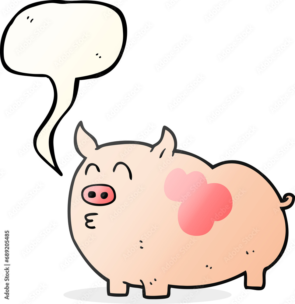 Fototapeta premium freehand drawn speech bubble cartoon pig