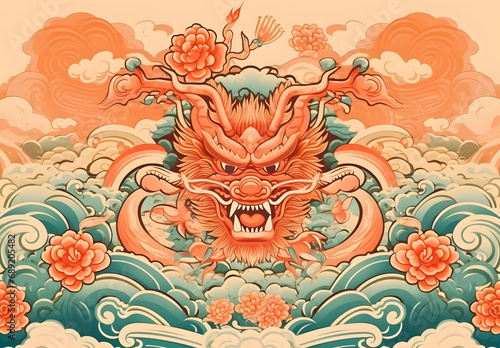 dragon illustrator chinese new year as a symbol of the Background