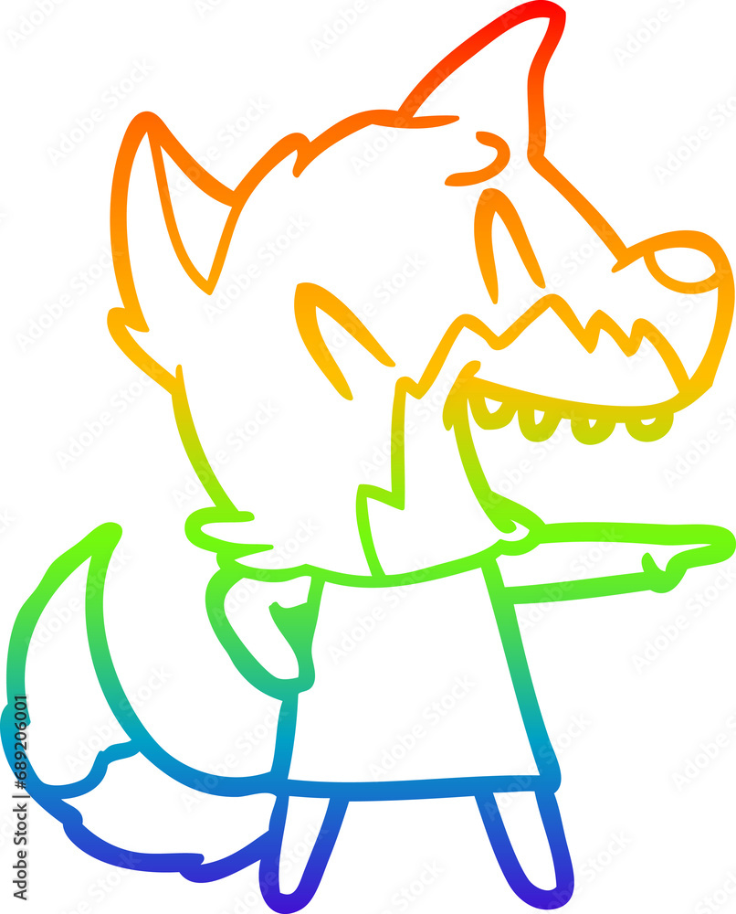 rainbow gradient line drawing of a laughing fox cartoon rainbow gradient line drawing of a laughing fox cartoon