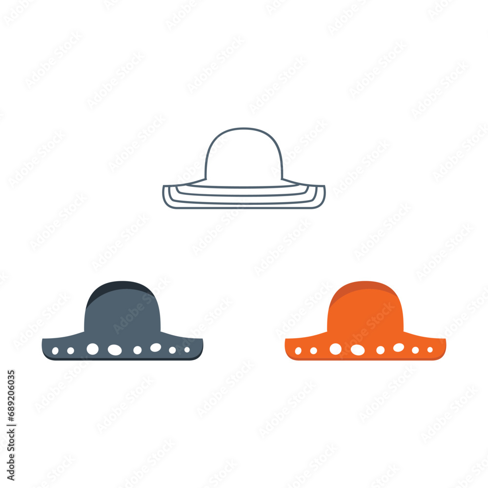 Flat hat in cartoon style. Vector illustration.
