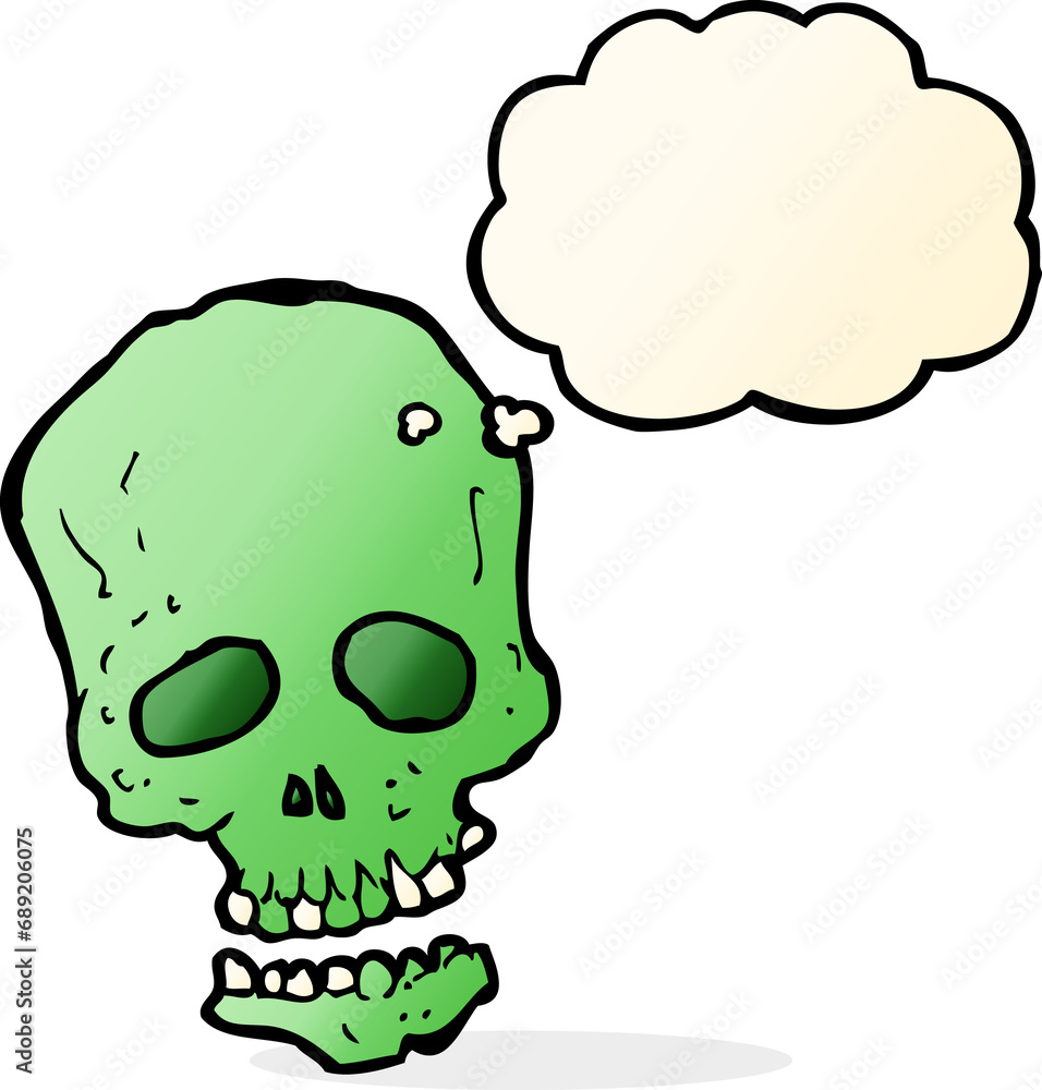 cartoon skull with thought bubble cartoon skull with thought bubble